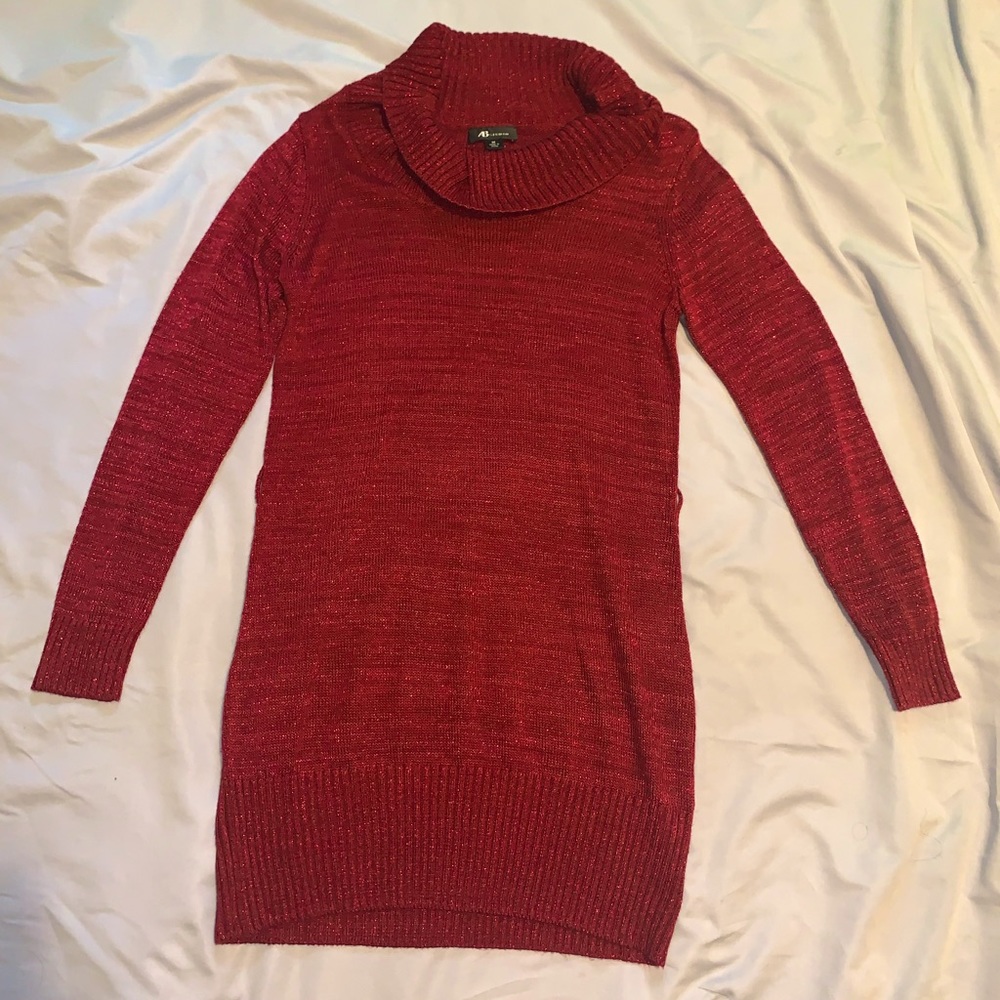 Dark red sweater dress